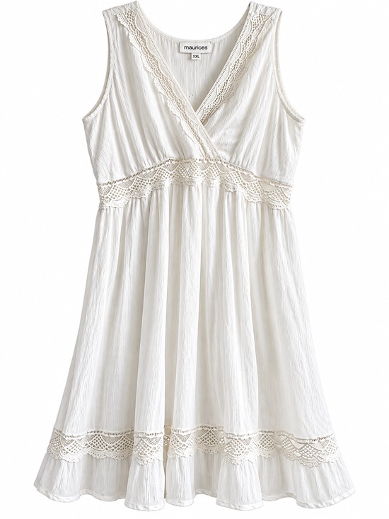 Maurices Dresses & Skirts - Maurices XXL White Crochet Lace Boho Midi Dress Smocked NWT